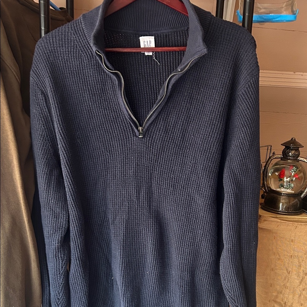 GAP Men's Dark Blue Zip-Up Sweater